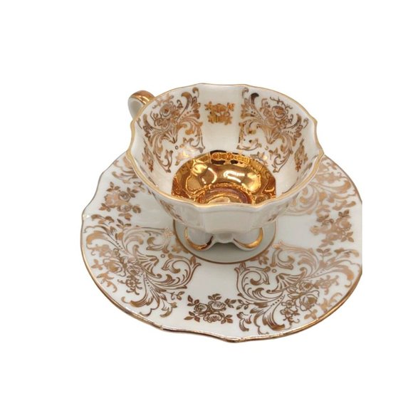 Cup and Saucer Alka Demitasse Bavaria White and 22 K Gold Number 870 - Picture 4 of 6